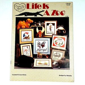 Life Is a Zoo Counted Cross Stitch 11 Charts 20 Pages Vtg 1987 Cross My Heart